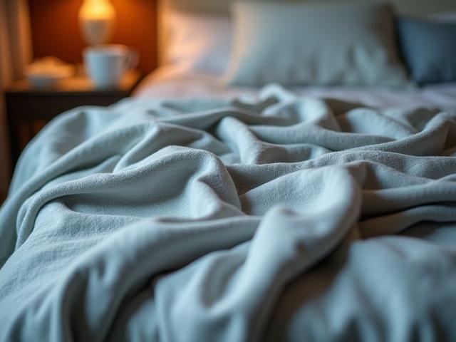 Jeté de lit en lin 'Ondulations' inspiré par l'eau